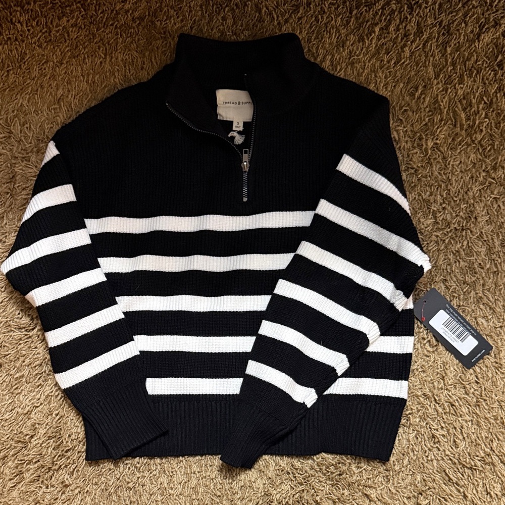 Thread & Supply Monochrome Half-Zip Sweater